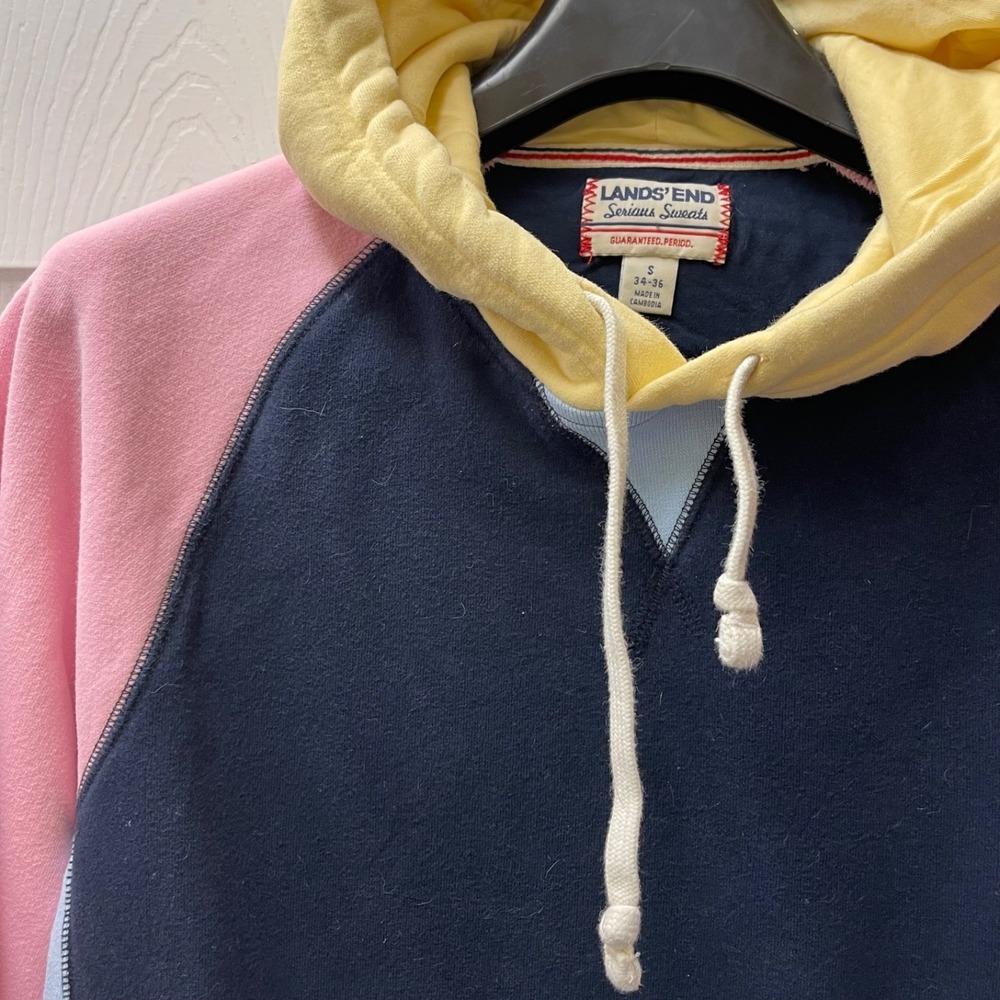 Lands' End Women's Small Serious‎ Sweats Retro Pastel Color Blocked Hoodie